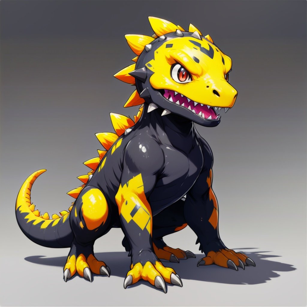 Image of Agumon-Black with black and dark-gray palette in gatcha art style