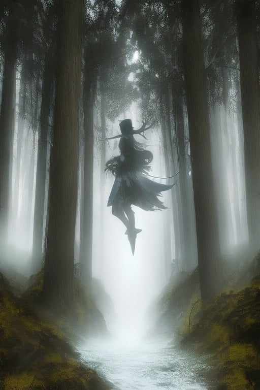 Image of Elf girl+, cinematic light+, dark forest++