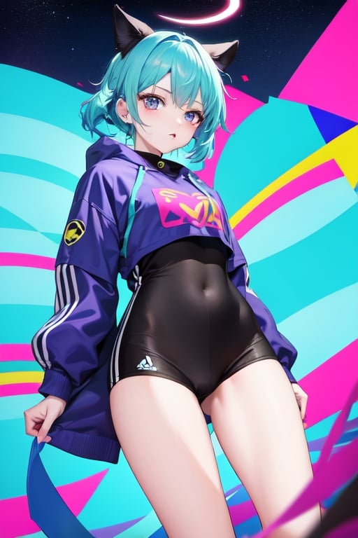 Image of bright contrast colors, abstraction, UwU, girl
