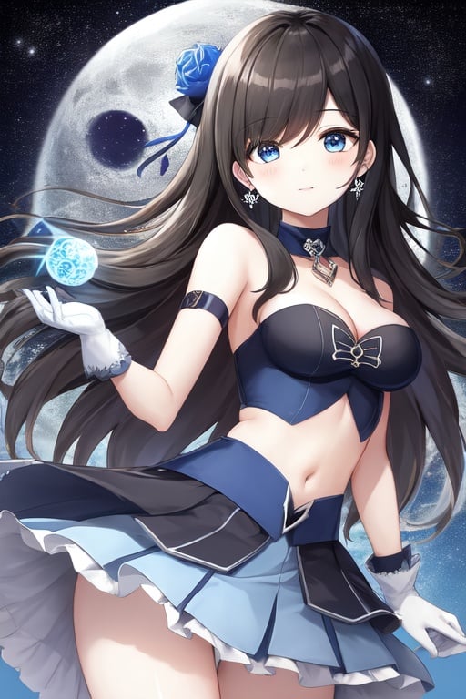 Image of Magical girl, medium breast, black hair, blue eyes 