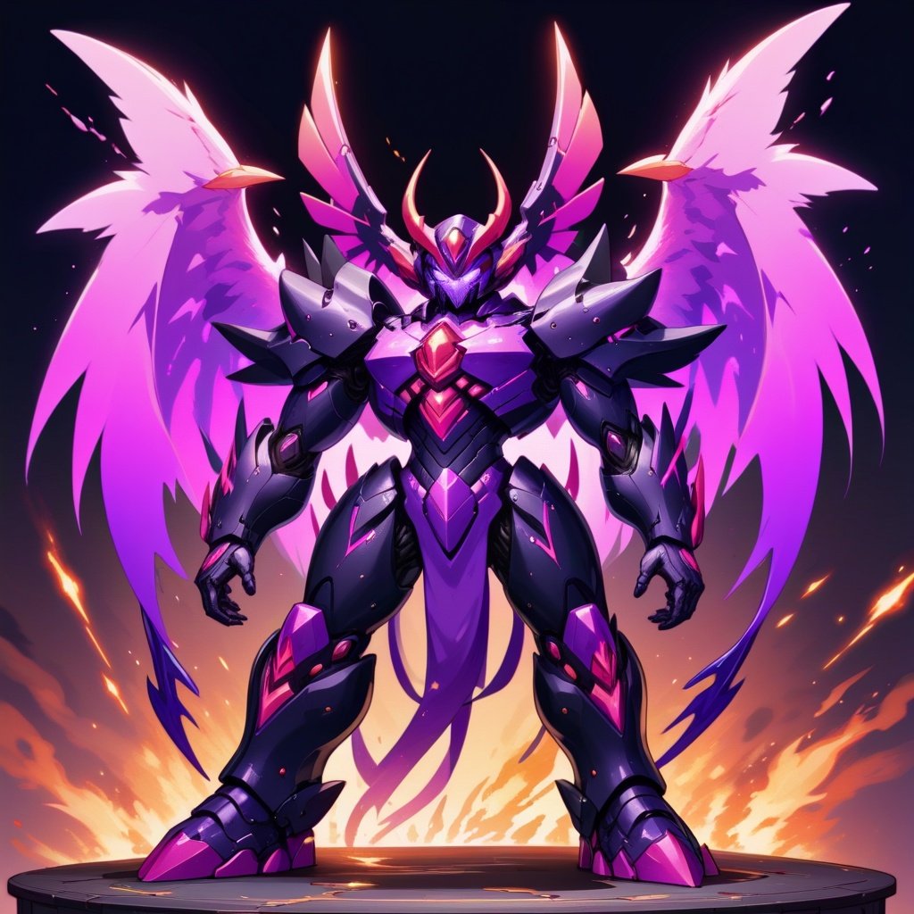 Image of Armagemon with dull-purple and black palette in gatcha art style