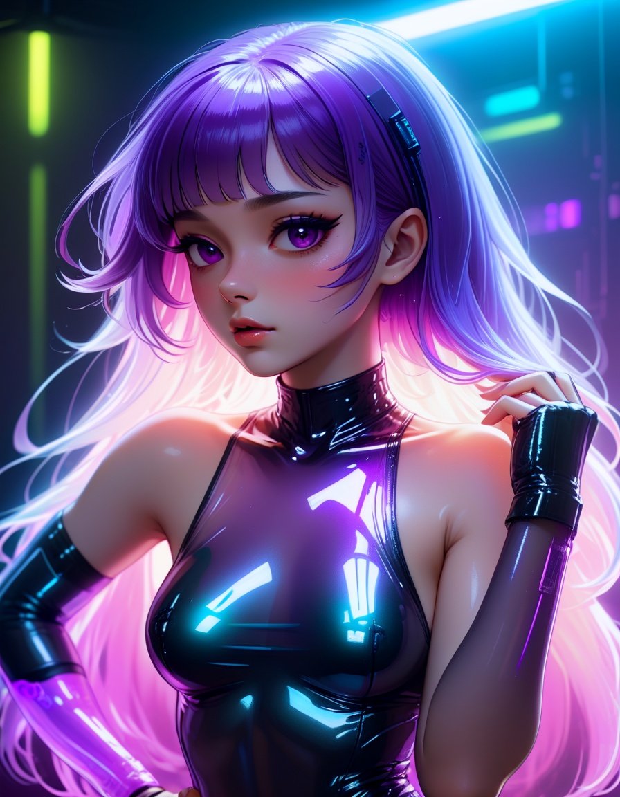 Image of joi, blade runner, hologram, y, see-through, translucent, purple hair